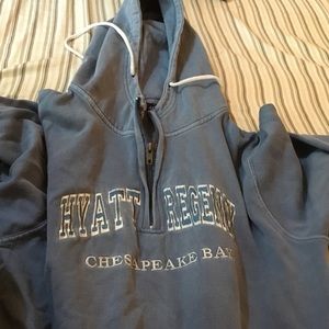 Blue half zip up hoodie
