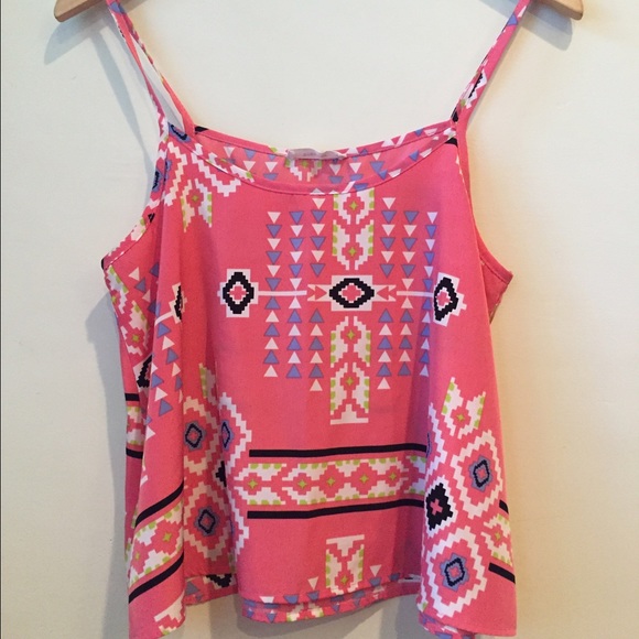 Coral tribal print top