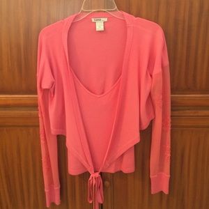 Pink 2 piece sweater set (tank + cropped sweater)