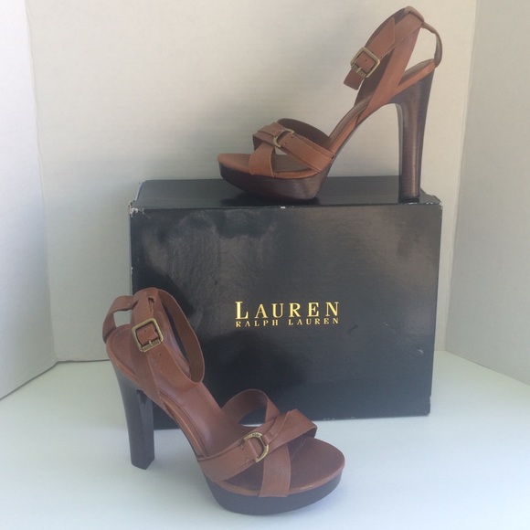 Ralph Lauren Cognac leather heels