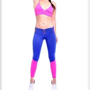 Body language blue and pink yoga workout leggings