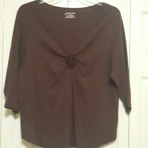 CHOCOLATE BROWN LONG SLEEVE V NECK TREE - Picture 1 of 2