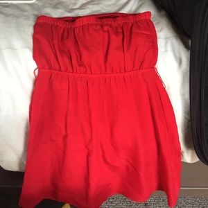 Red strapless dress