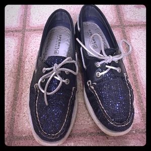 Blue sparkle Sperrys womens size 7