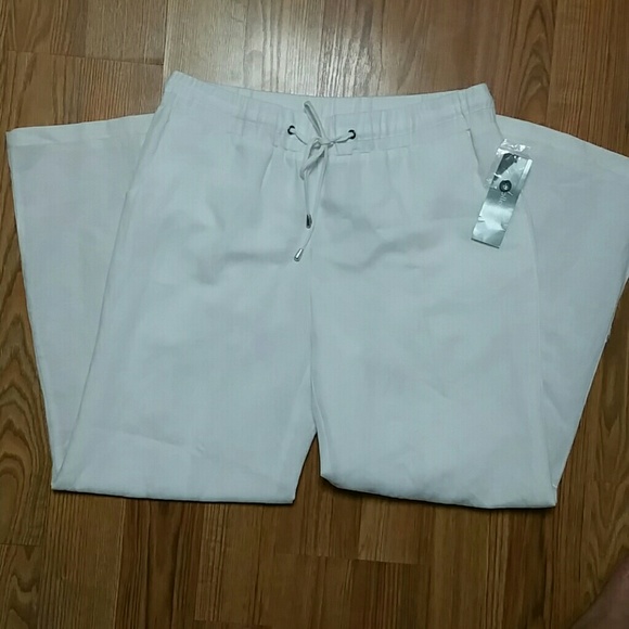 NY collection White Linen Pants NWT - Picture 2 of 4