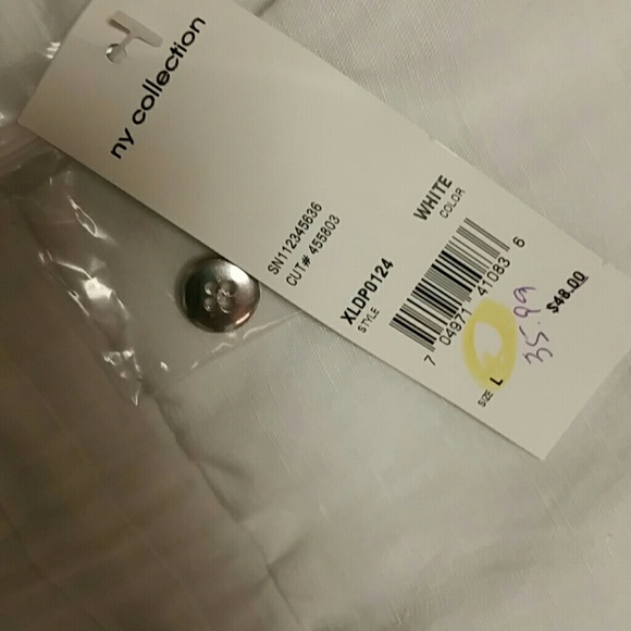 NY collection White Linen Pants NWT - Picture 4 of 4