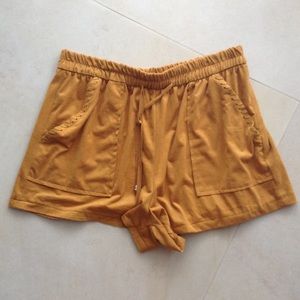 Suede Yellow Shorts