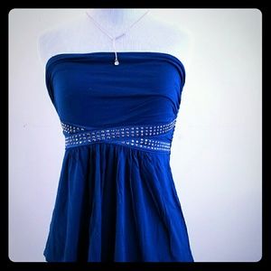 Express strapless top with silver rhinestones