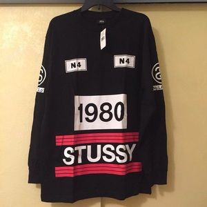 stussy 1980's stripe long sleeve tee
