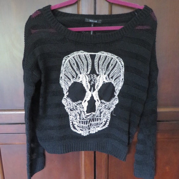 Semi sheer skull sweater