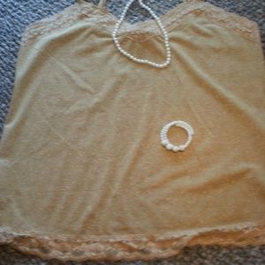 Gold Glitter Lace Camisole.  (Bust 44  1/2 " )