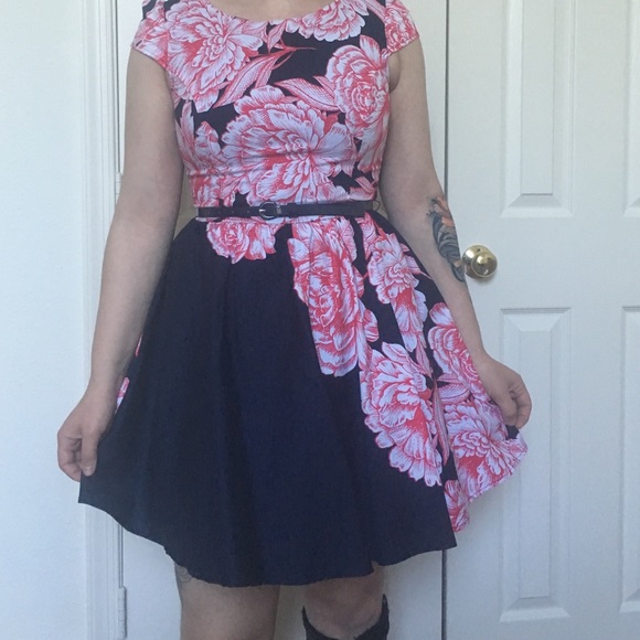 Pink and navy floral dress