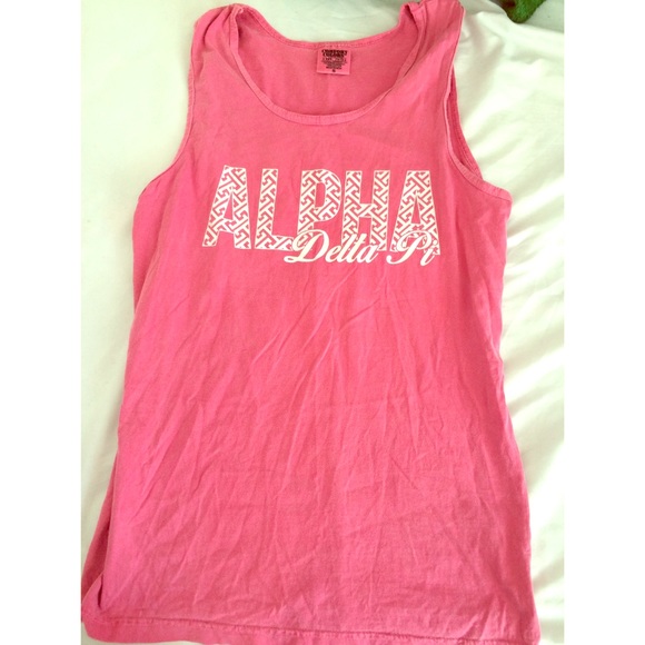 Alpha Delta Pi pink tank top.