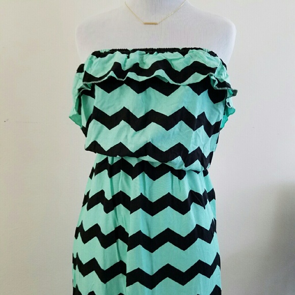 Strapless chevron maxi dress