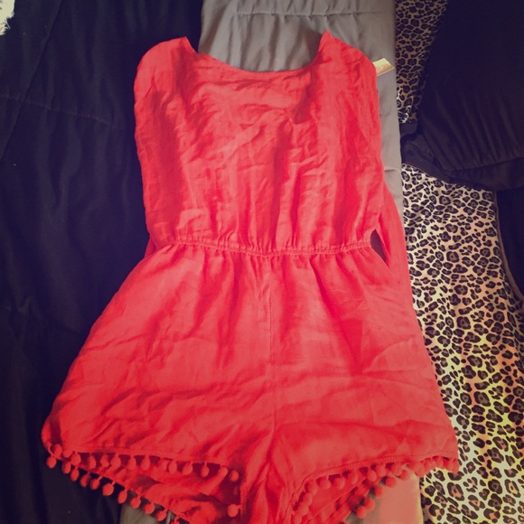 short sleeve, tie back romper, new with tags