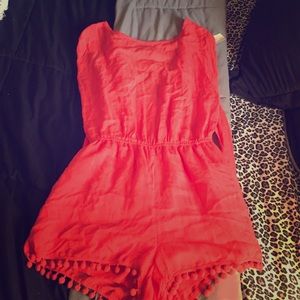 short sleeve, tie back romper, new with tags