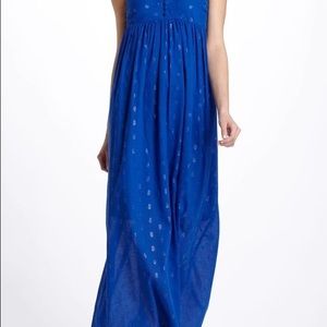 Anthropologie blue maxi dress