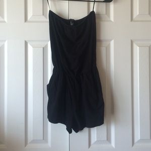 Black strapless romper