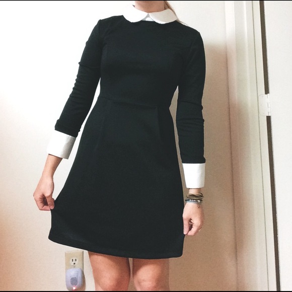Mod black dress with white collar!