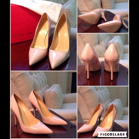 KATE SPADE Licorice Patent Heel Pump in Pale Pink