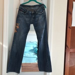 Miss Me distressed jeans with flowered stitching