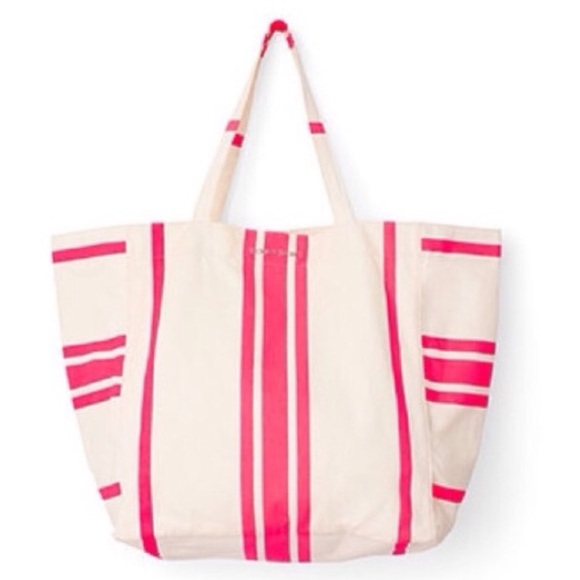 Victoria's Secret Bags - Victoria's Secret White Tote Bag with Pink Stripes Victoria's Secret Bags - Victoria's Secret White Tote Bag with Pink Stripes