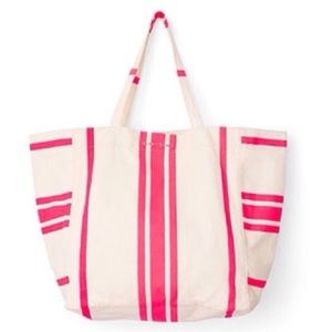 Victoria's Secret Bags - Victoria's Secret White Tote Bag with Pink Stripes Victoria's Secret Bags - Victoria's Secret White Tote Bag with Pink Stripes