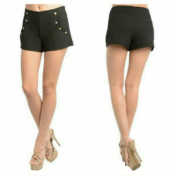 NWT - Black Shorts - W/ gold buttons around pocket
