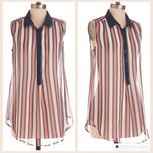 Modcloth Striped Treat Truck Top Blouse