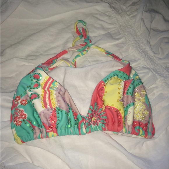 Sofia beaded bathing suit top D cup