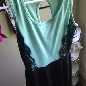 cute mint and black skater dress