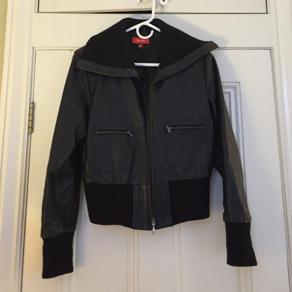 Black Leather bomber jacket