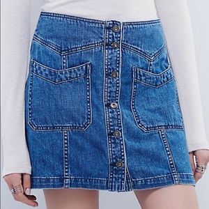 Free People Come A Little Closer Denim Skirt