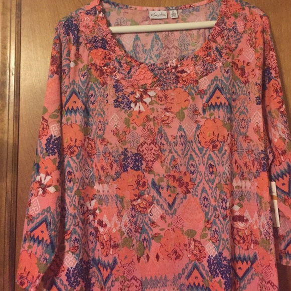 Kim Rogers smocked collar shirt