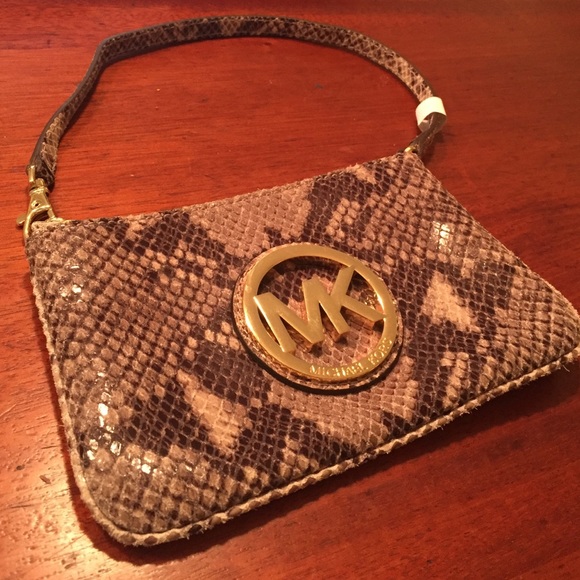 Michael Kora Python Wristlet Clutch