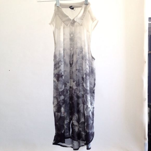 semi sheer floral ombré oxford