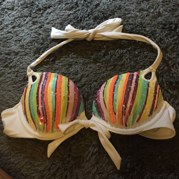 Embellished push-up swimsuit top