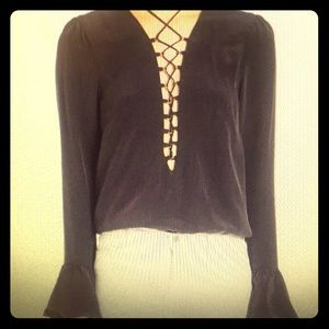 Stone Cold Fox Powell Silk Lace Up Blouse.