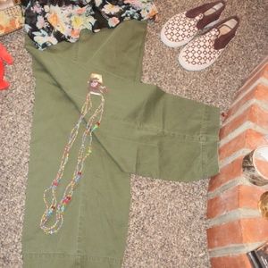 "Venezia. Green"Straight Leg Slacks.