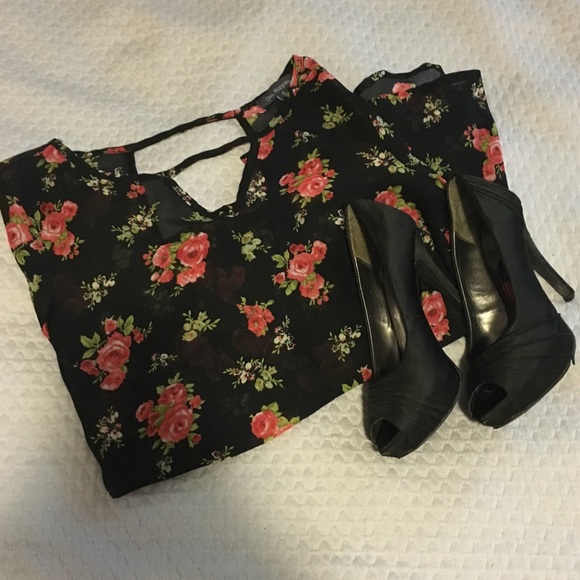 Black Peep Toe Heels