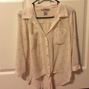 Forever 21 flamingo print blouse