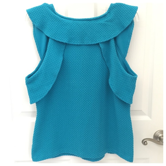 Anthropologie Turquoise Ruffle Rim Top - Picture 3 of 4