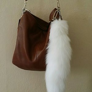 14 inch white fur keychain