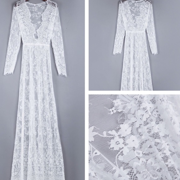 💕LAST ONE! New eyelash lace coverup maxi dress - Picture 2 of 4