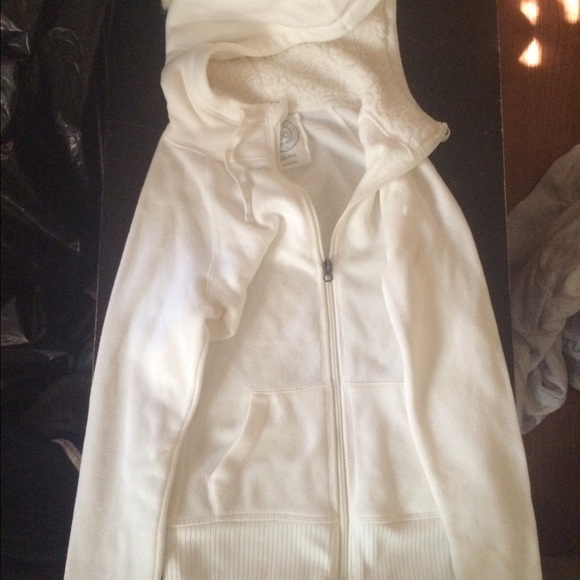 White fuzzy zip up