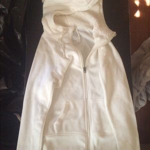 White fuzzy zip up