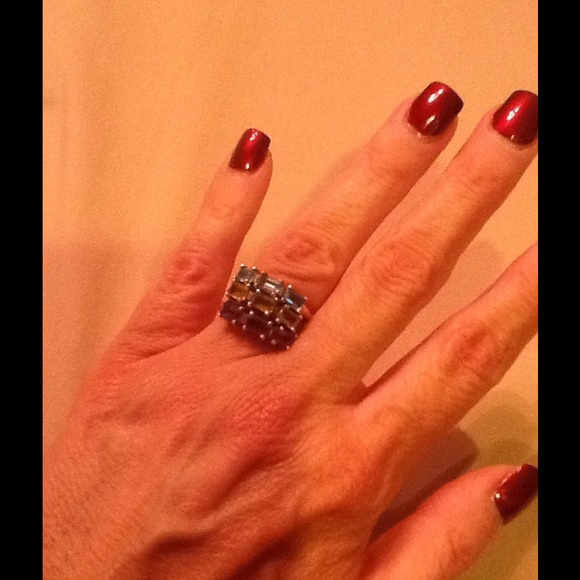 Set of 3 sterling and gemstone rings s 7 - Picture 2 of 4