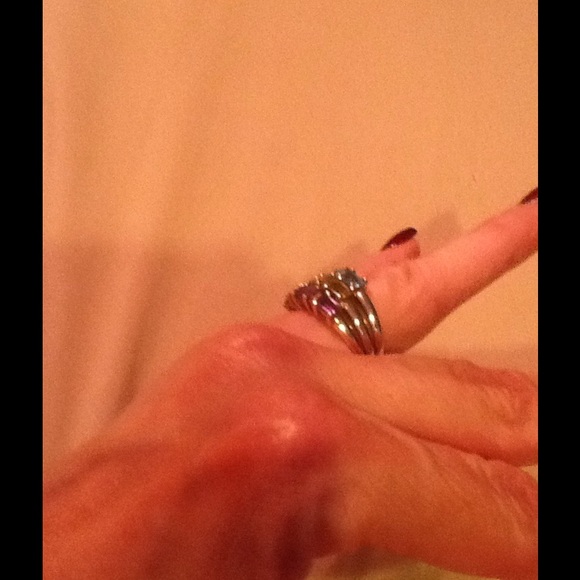 Set of 3 sterling and gemstone rings s 7 - Picture 3 of 4