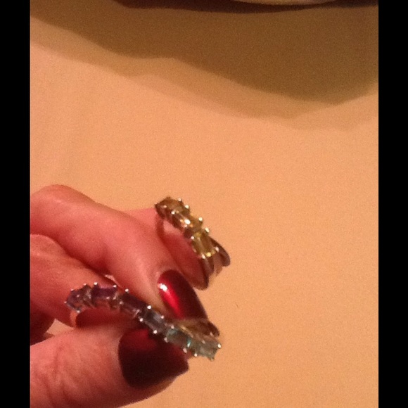 Set of 3 sterling and gemstone rings s 7 - Picture 4 of 4