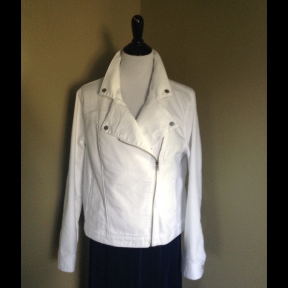 Jaclyn Smith Jackets & Blazers - XL WHITE MOTO STYLE JACKET NWOT
